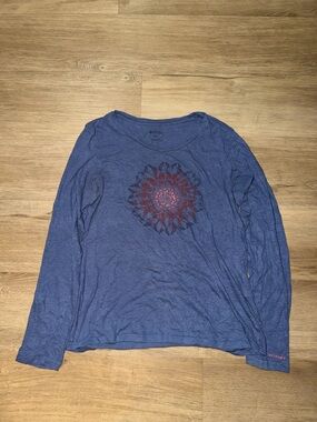 Columbia Women's Navy Long Sleeve Tee with Red Floral Medallion